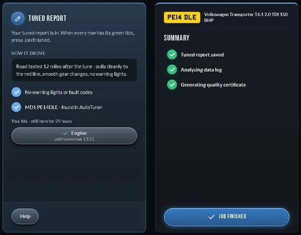 The Pendle agent portal: Tuned report (example job)