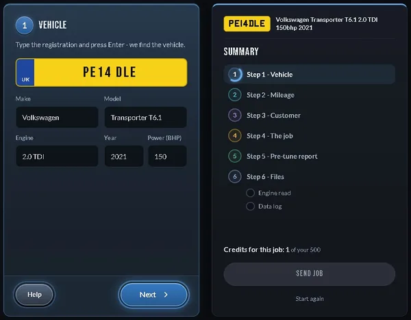 The Pendle agent portal: Step 1 - Vehicle (example job)