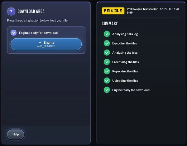 The Pendle agent portal: Download area (example job)